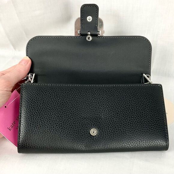 Kate Spade Minnie Mouse Clutch Crossbody Handbag Black Leather New Disney Parks - Picture 5 of 10